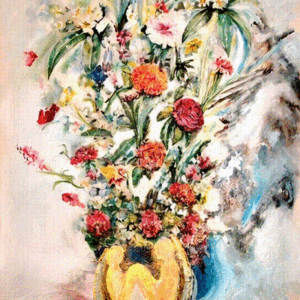 האוהבים ככד ורדים מוזהב