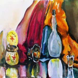 קומפוזיוציות - בקבוק וכוס