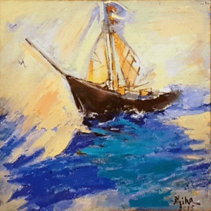 יאכטה כחולה ולבנה