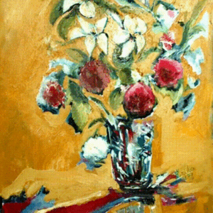 ורדים ולילכים באגרטל זכוכית