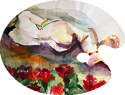 עירום ופרחים - צבעי מים